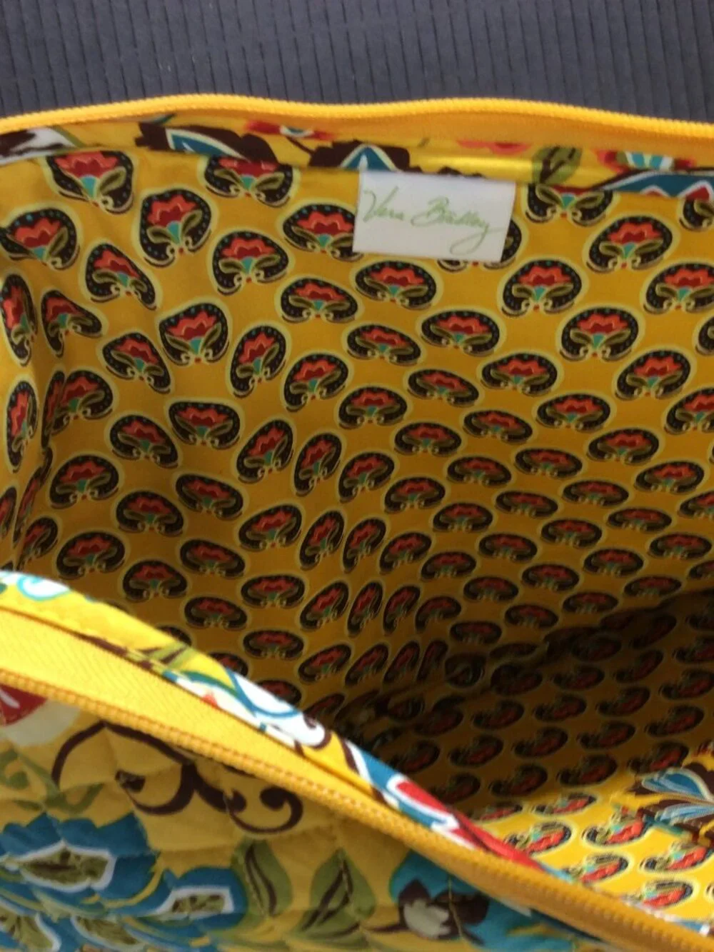 Vera Bradley Sun Valley Quilted Laptop Sleeve Yellow Floral Paisley Case 17x12